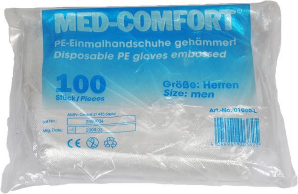 Med Comfort Einweghandschuhe PE, transparent, puderfrei, unsteril, Gr. L 100 Stück