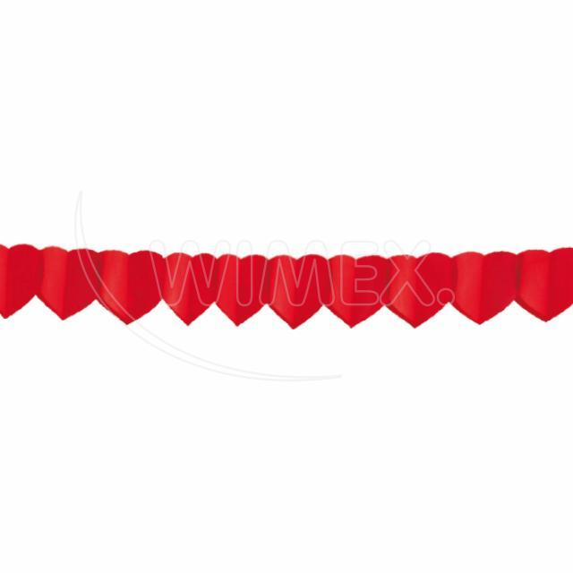 Papier-Girlande Herzen rot für Festdekoration, Ø 18 cm x 4 m, Packung mit 1 Stück