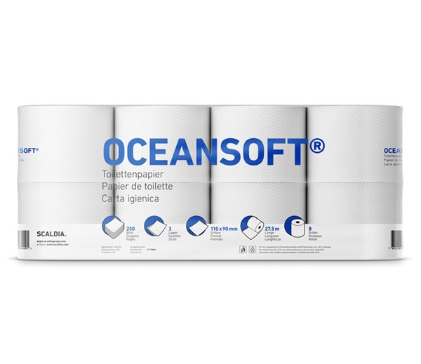 8 Rollen OceanSoft Toilettenpapier 3-lagig 250 Blatt