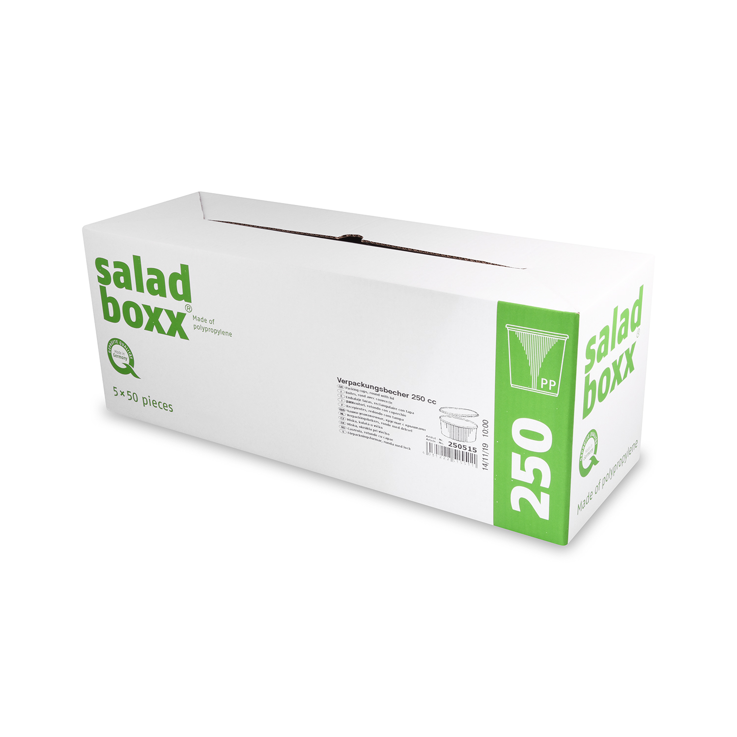 Rundbecher aus PP klar 250 ml mit Deckel für Take-away und Service, Packung mit 250 Set