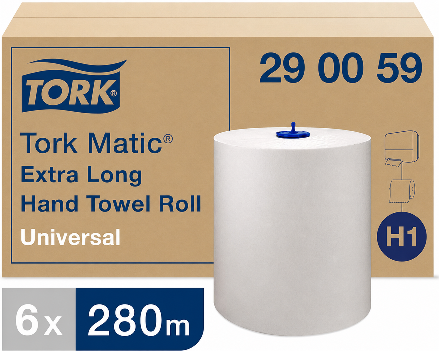 Tork 290059 Matic extra-langes Rollenhandtuch H1 Universal weiss – Karton à 6 Rollen