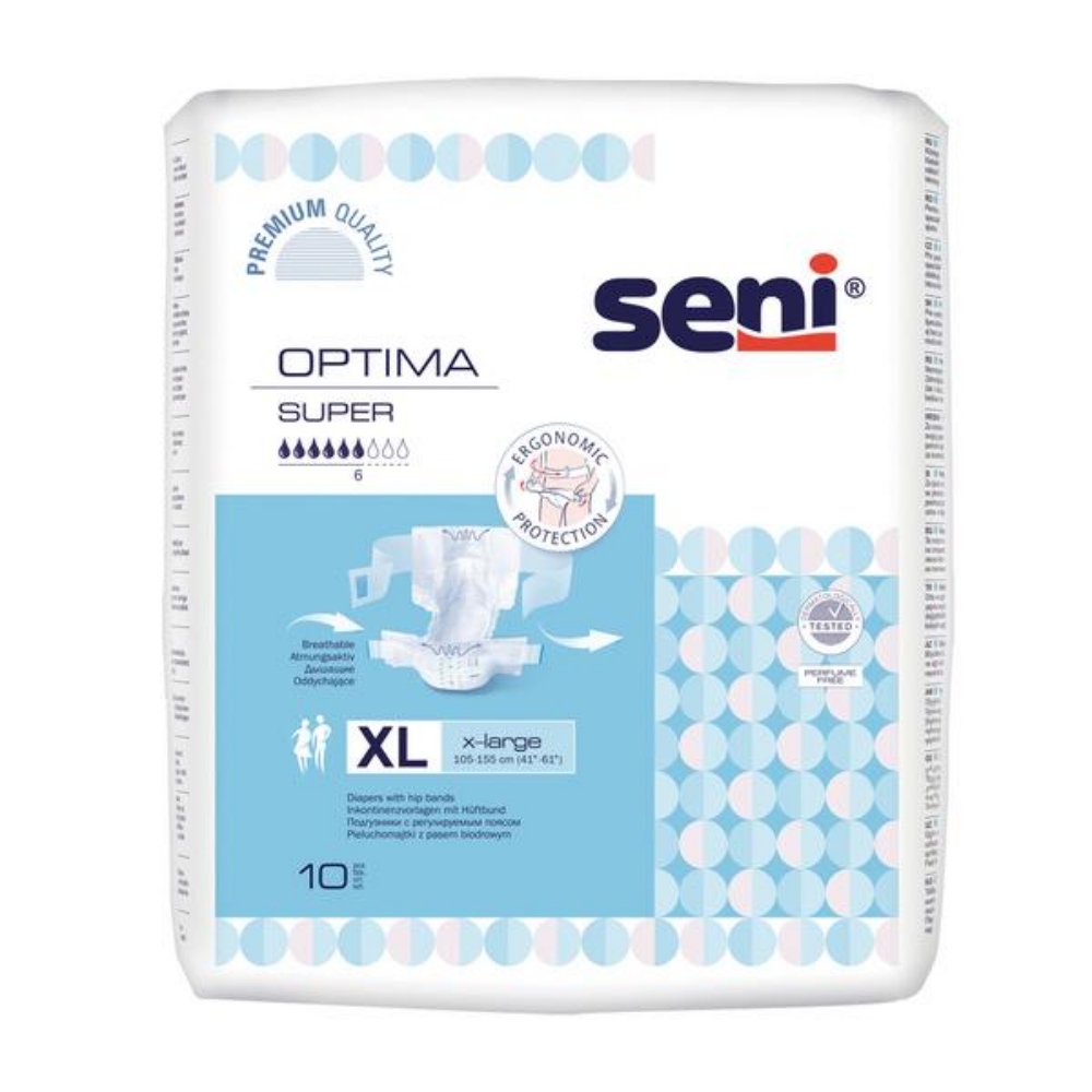 Seni Optima Super Gr.XL Atmungsaktive Vorlage mit Hüftband, blau 10 Stück