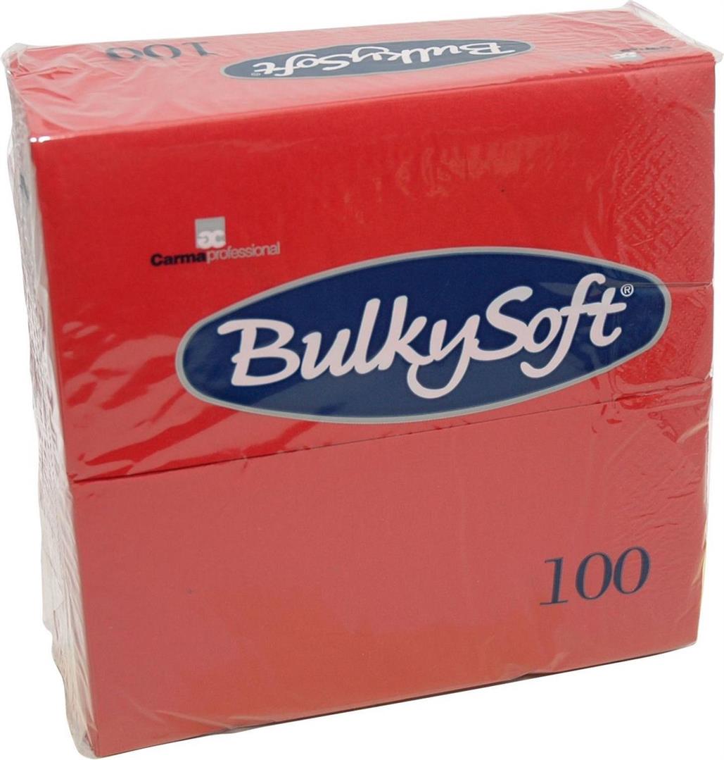 Servietten Bulkysoft, 2-lagig, 1/8 Falz, rot, 40x40cm - Karton à 20 Pack / Pack à 100 Servietten