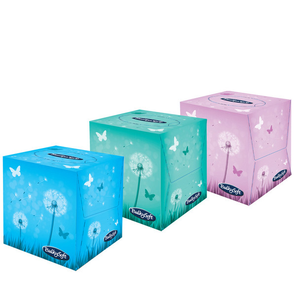 Bulkysoft Kosmetiktuch, weiss, 3-lagig, glatt, 60 Stk./Box,  21x21cm, Karton à 30 Boxen (Ersatz für 88730)
