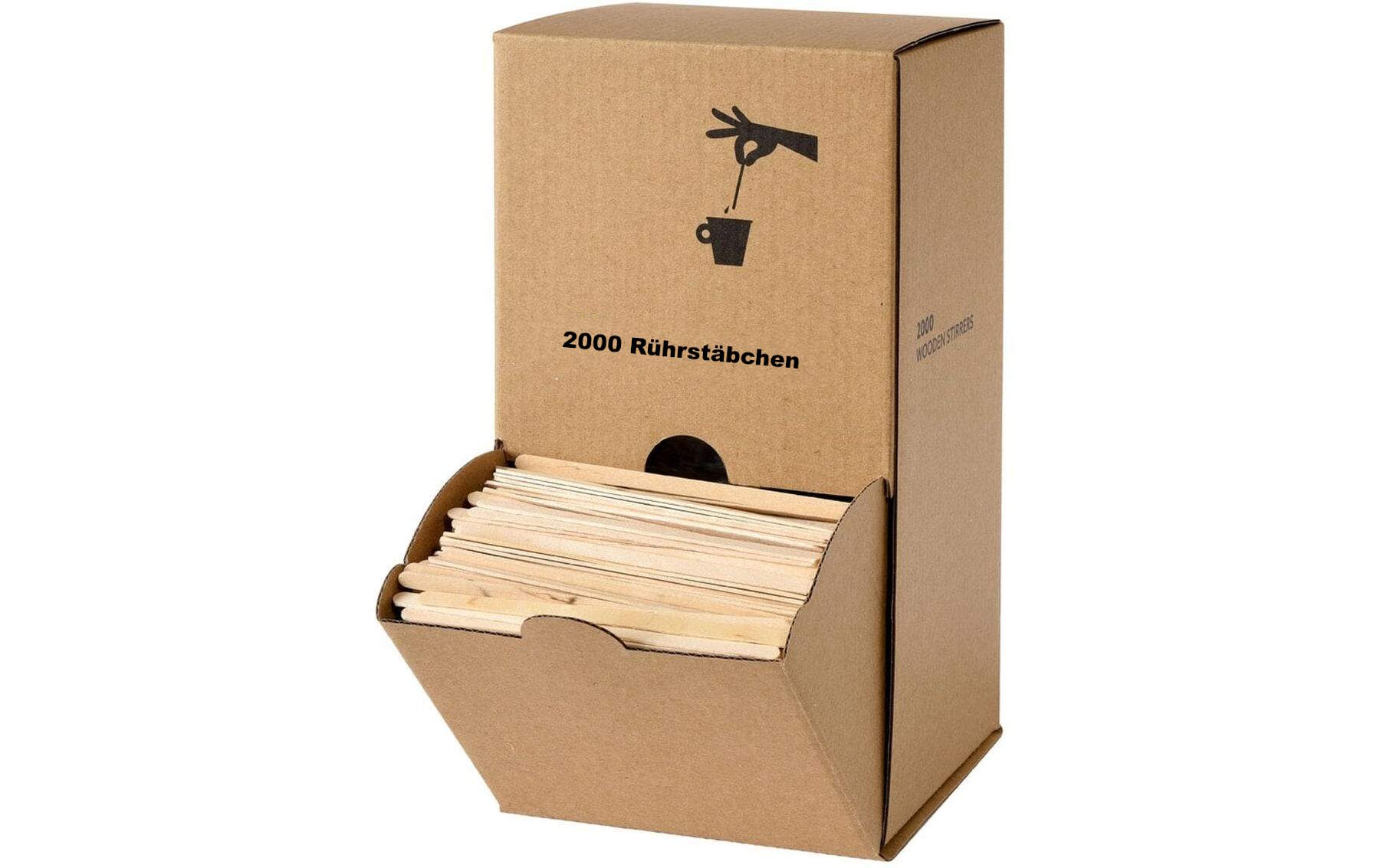 2000 Rührstäbchen in Dispenserbox 11cm aus Holz EJS