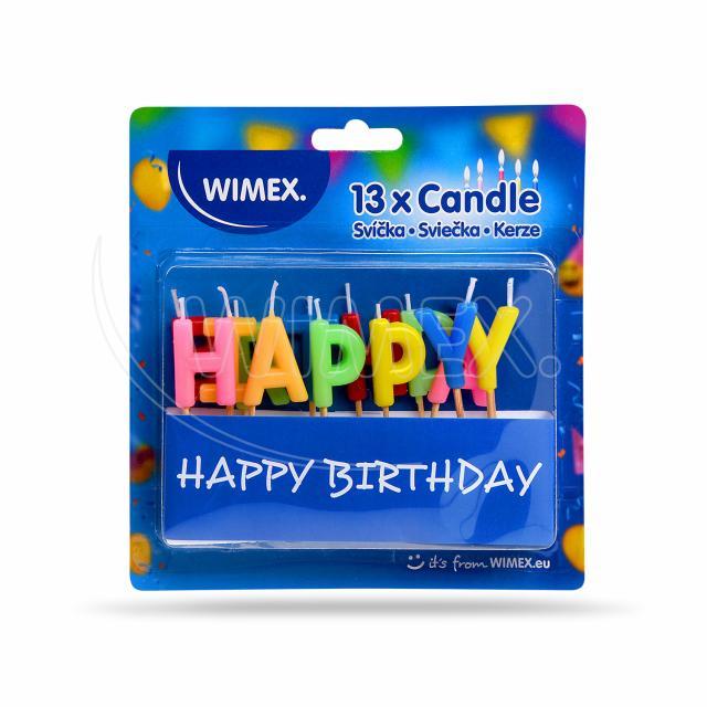 Kerzenset auf Holzpicker -HAPPY BIRTHDAY- 65mm - 13 Stück