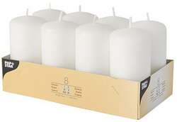PAPSTAR Stumpenkerze, Durchmesser: 50 mm, creme, 8er