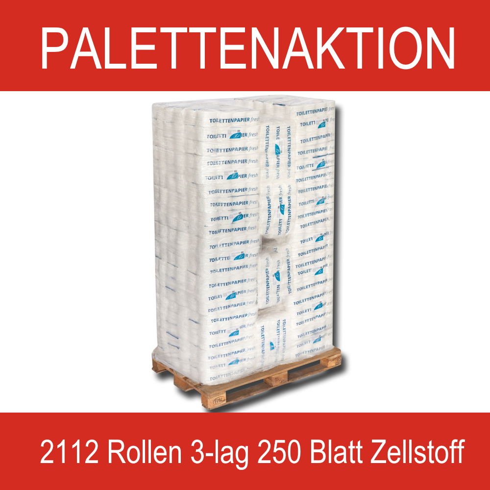 Palette Toilettenpapier PREMIUM 3-lg 250 Blatt 100% Zellstoff 2112 Rollen