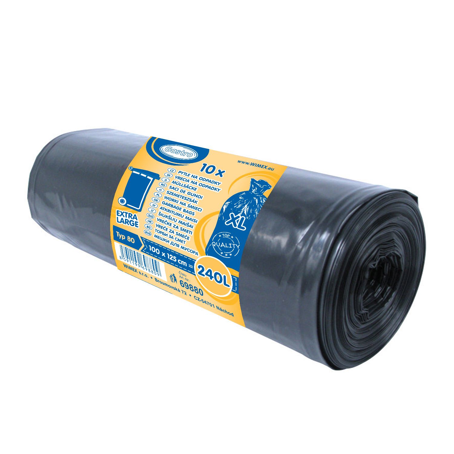 100x Müllsack (LDPE) schwarz 100 x 125 cm 240L  - 10x10 Stück