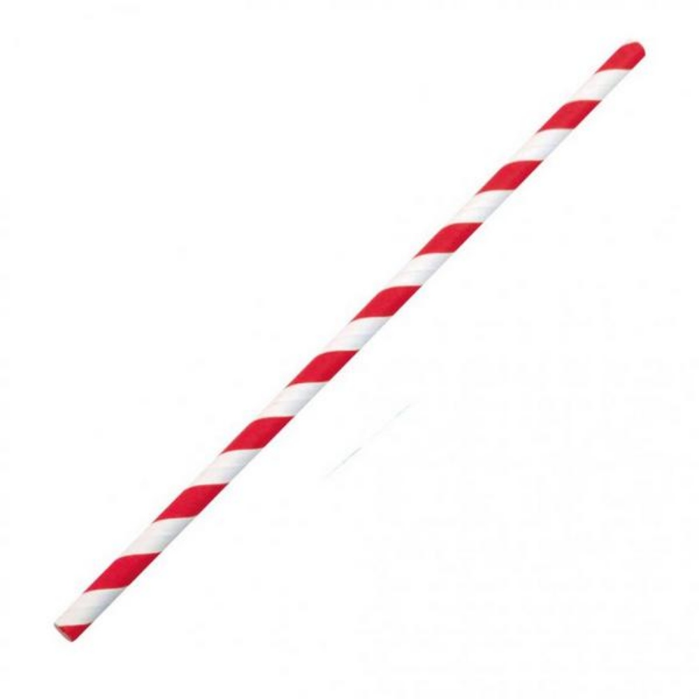 NatureStar Trinkhalme Papier, ungehülst, 197 × Ø 6 mm, biologisch abbaubar, rot / weiss 100 Stück