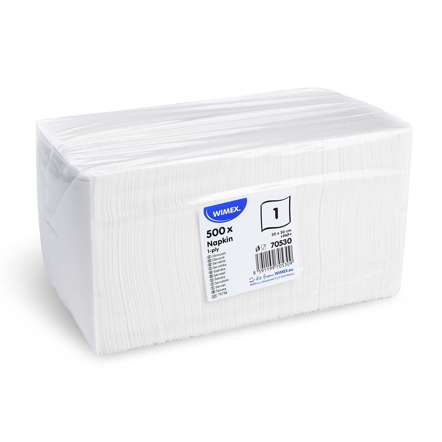 Serviette PAP FSC Mix 30 x 30 cm weiss, 1-lagig für Buffet und Service, Packung mit 500 Stück