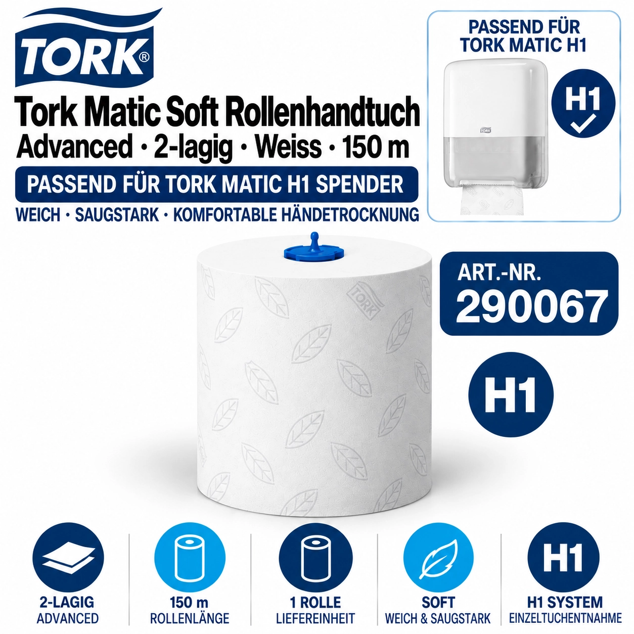 TORK-290067 Matic weiches Rollenhandtuch Advanced - H1