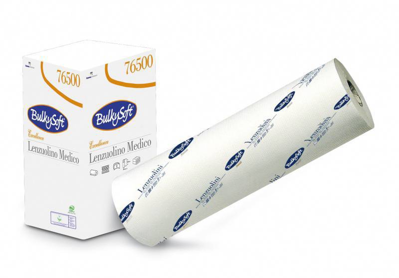 Ärztekrepp Bulkysoft Excellence, 2-lagig, weiss, perforiert, 185cps, 70M, 38x60cm - Pack à 6 Rollen