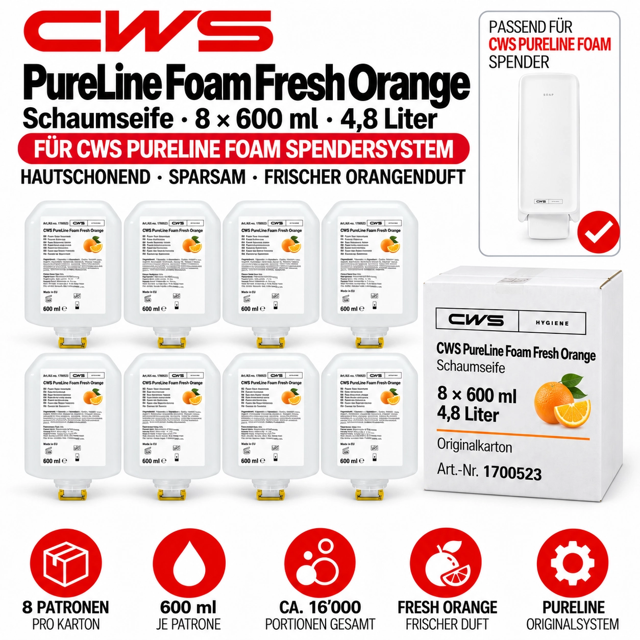CWS Schaumseife PureLine Foam Fresh Orange 600 ml