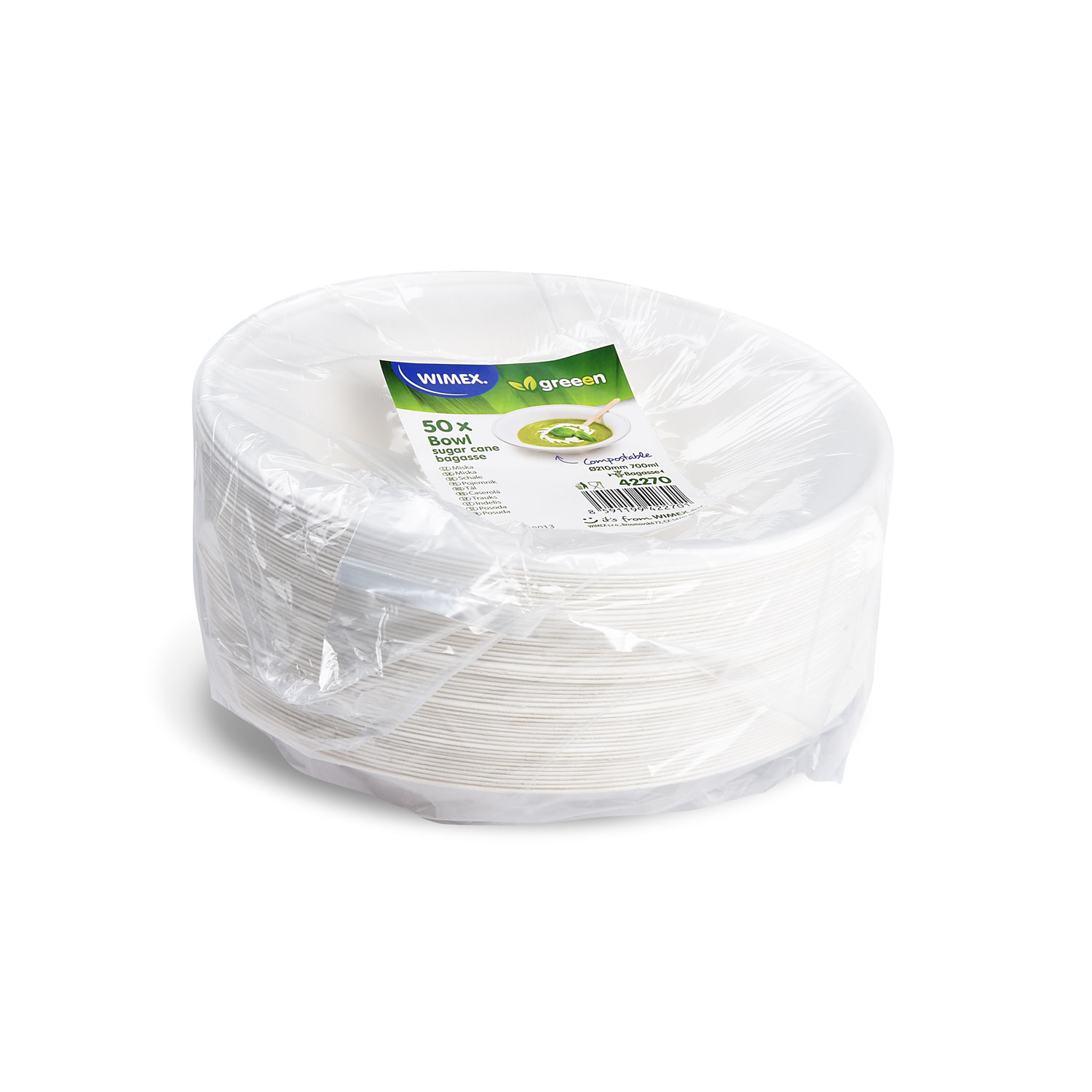 Schale Zuckerrohr-Bagasse 210mm 700ml - 50 Stück
