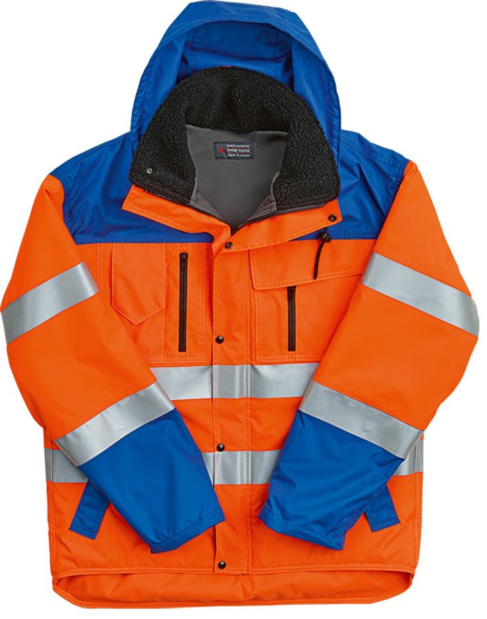 Regen-Warnschutzjacke IMPERMA INVERNO REFLEX, leuchtorange/blau