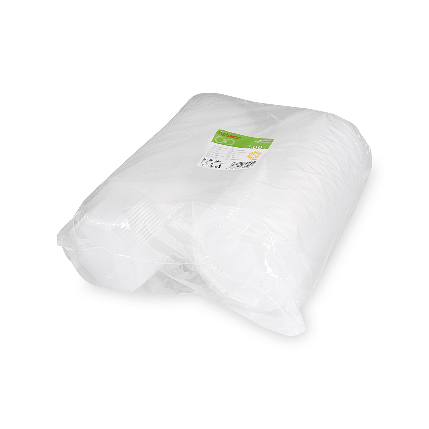 Achteckbecher (PP) mit Deckel klar 500ml - 50 Stück