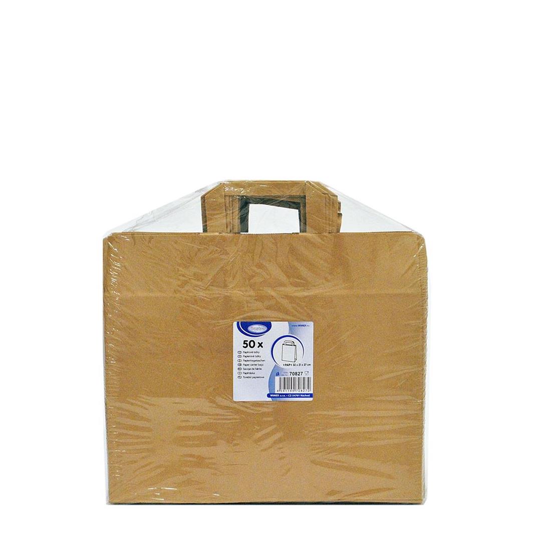 50 Papiertragetaschen 32+21 x 27 cm braun