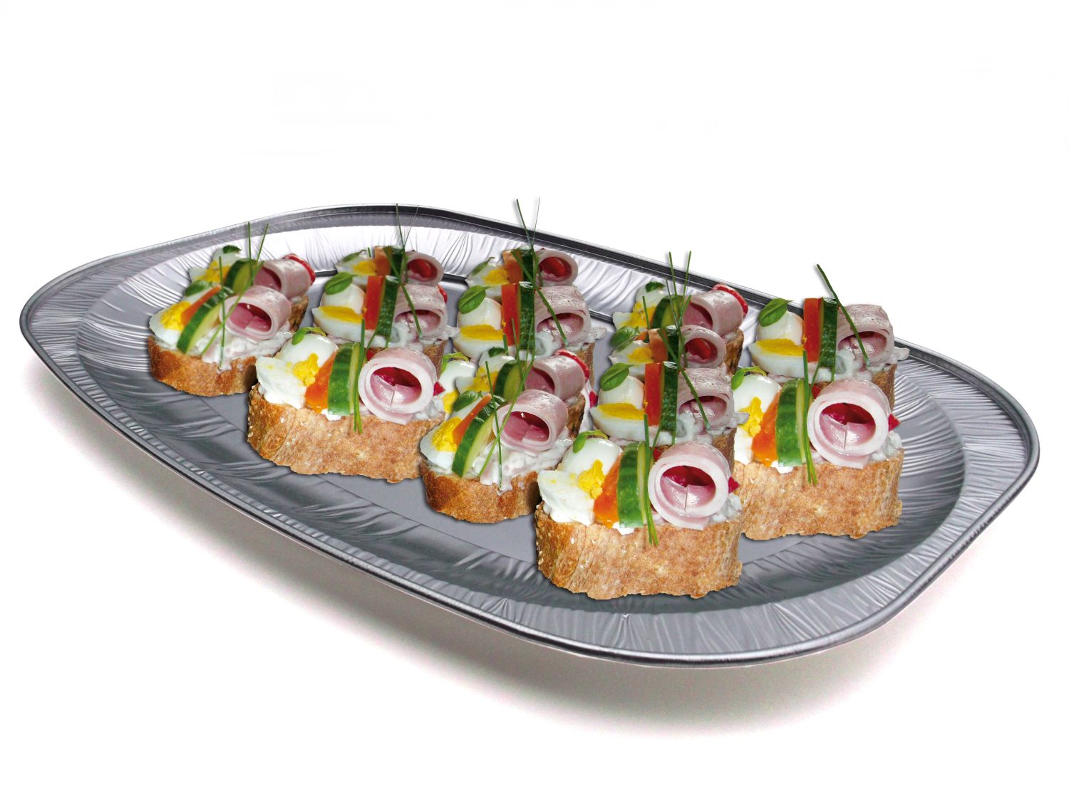 Catering-Platte aus ALU, oval, 35 x 24 cm, Packung mit 10 Stück
