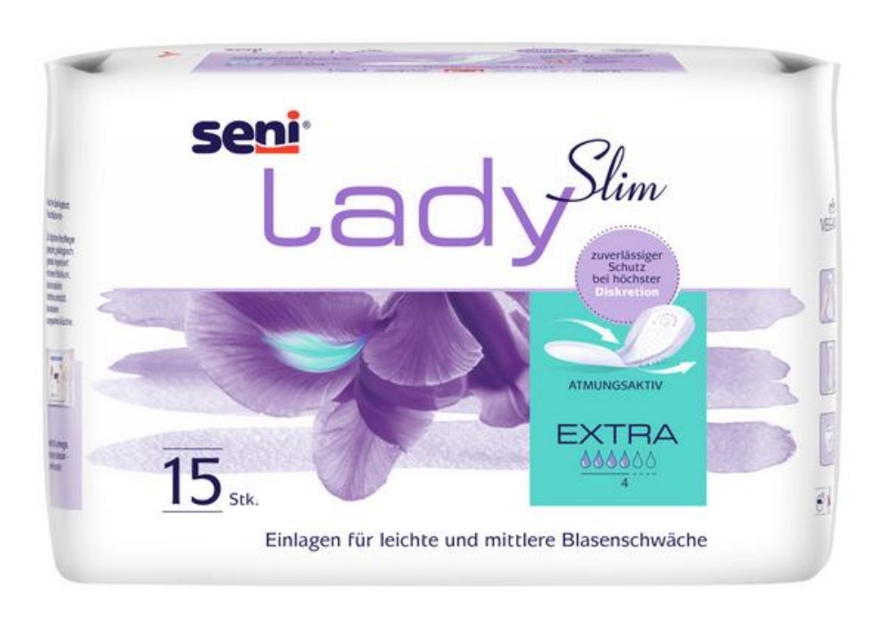 Seni Lady Slim extra Atmungsaktive, anatomisch geformte Einlagen für Frauen, extra 15 Stück
