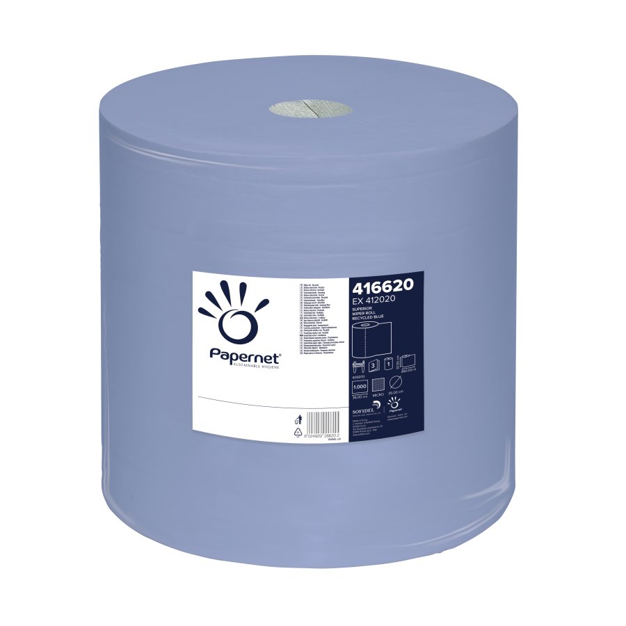 Papernet Putztuchrolle Blau 3-lagig 1000 Blatt 38cm