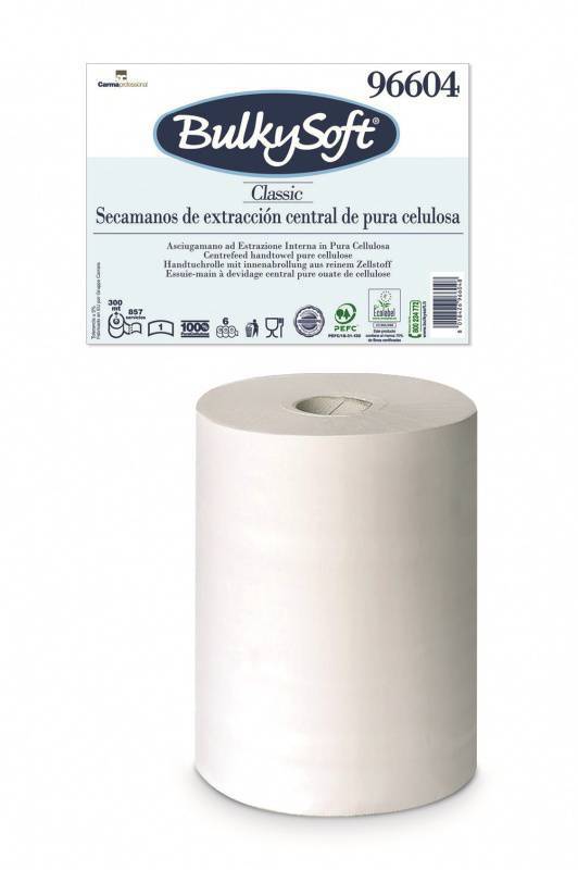 Papierwischtücher Midi Bulkysoft 96604 Classic, weiss, 1-lagig 300m, 22x35cm - Pack à 6 Rollen