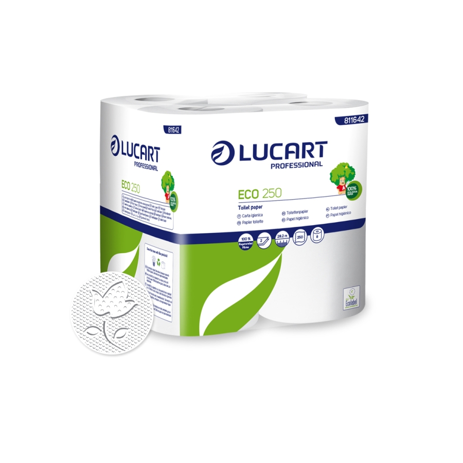 Lucart Eco Natural Toilettenpapier Kleinrollen 250 Blatt 2-lagig