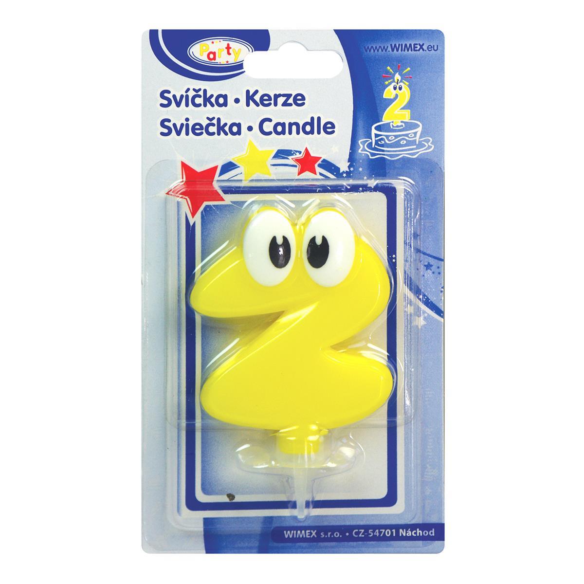 Zahlenkerze mit Halter -2- 80mm - 1 Stück