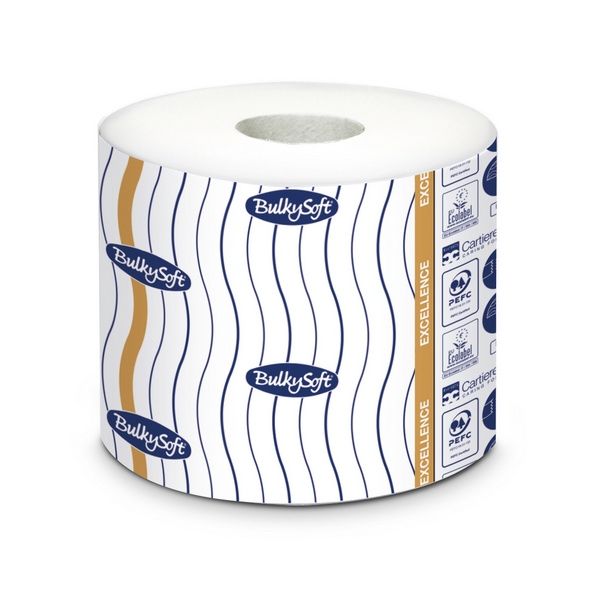 WC-Papier Bulkysoft Excellence 3-lagig weiss, 150 Blatt 9,5x10,5cm, Zellstoff-96 Stück