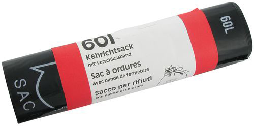 Kehrichtsack R-Logo 60lt 24my, 5 Rollen a 10 Stück FLEXIPL. 1031