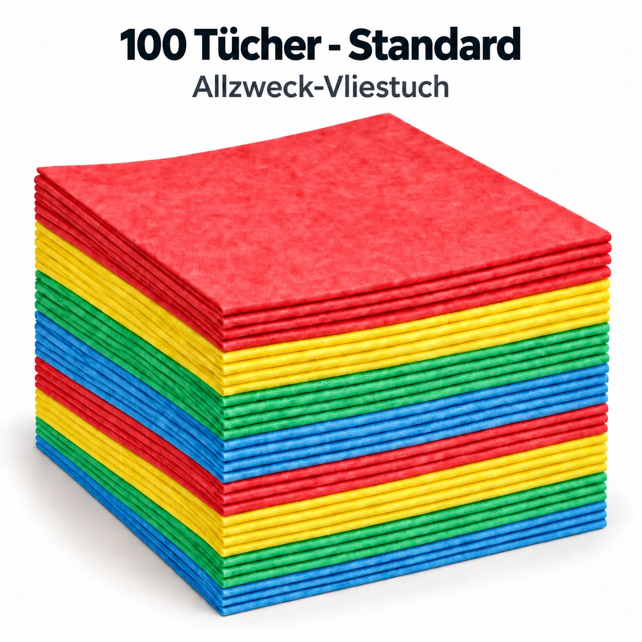 100 Stück Farb-Mix starke Allzweck-Vliestücher - rot, gelb, grün, blau