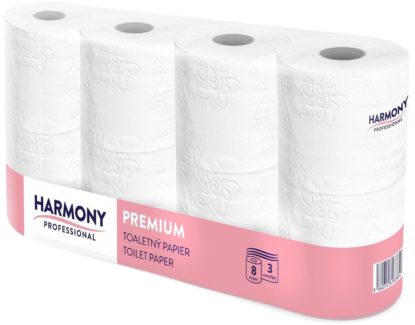 PREMIUM Soft Toilettenpapier Harmony 3-lagig 250 Blatt - 8 Rollen pro Pack