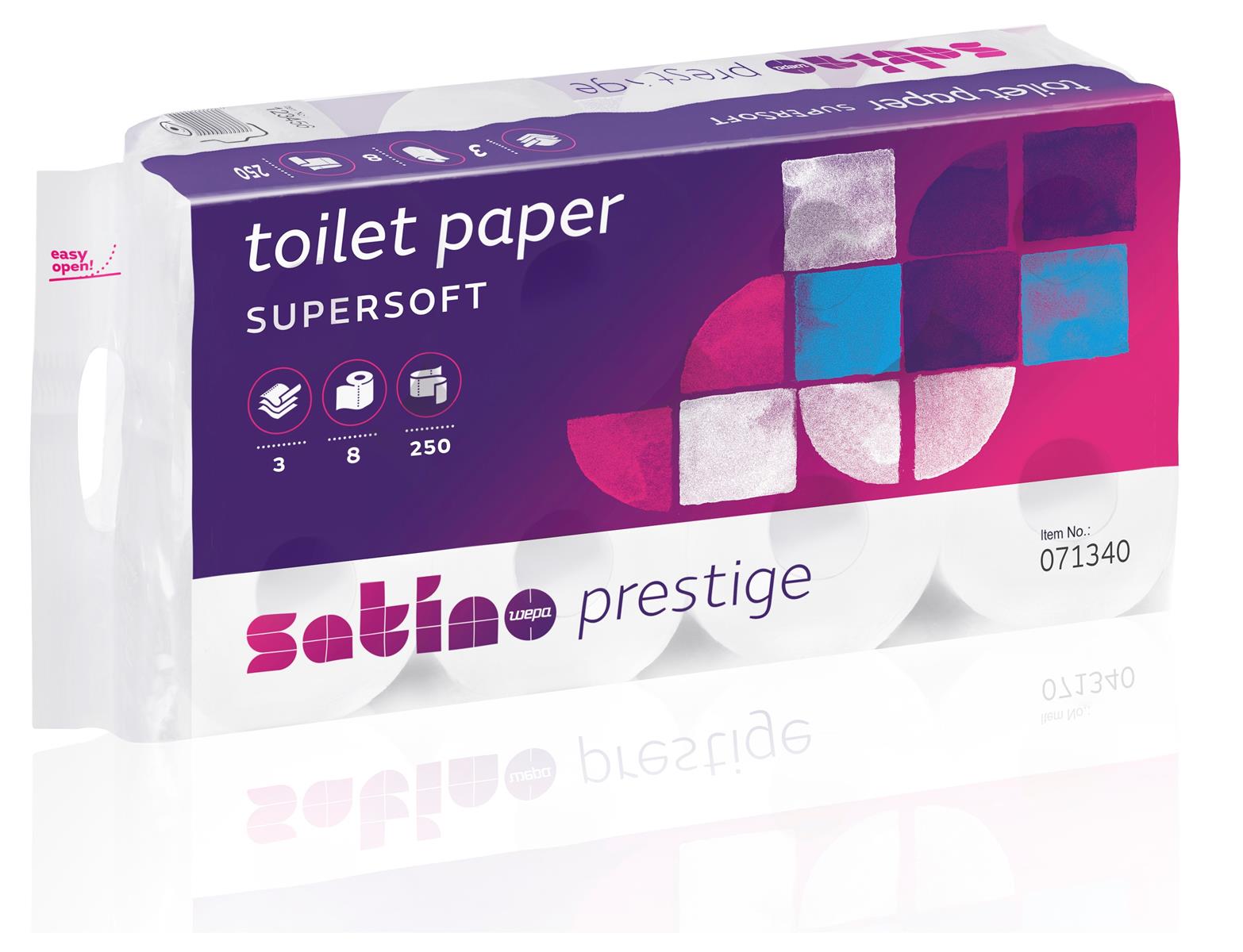 Toilettenpapier Satino Prestig 3-lagig, 8 Rollen a 250 Blatt SATINO 71340
