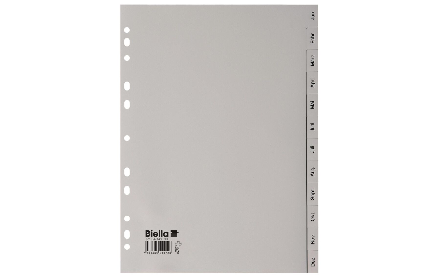 Register PP grau A4 Jan.-Dez., deutsch BIELLA 47141390U