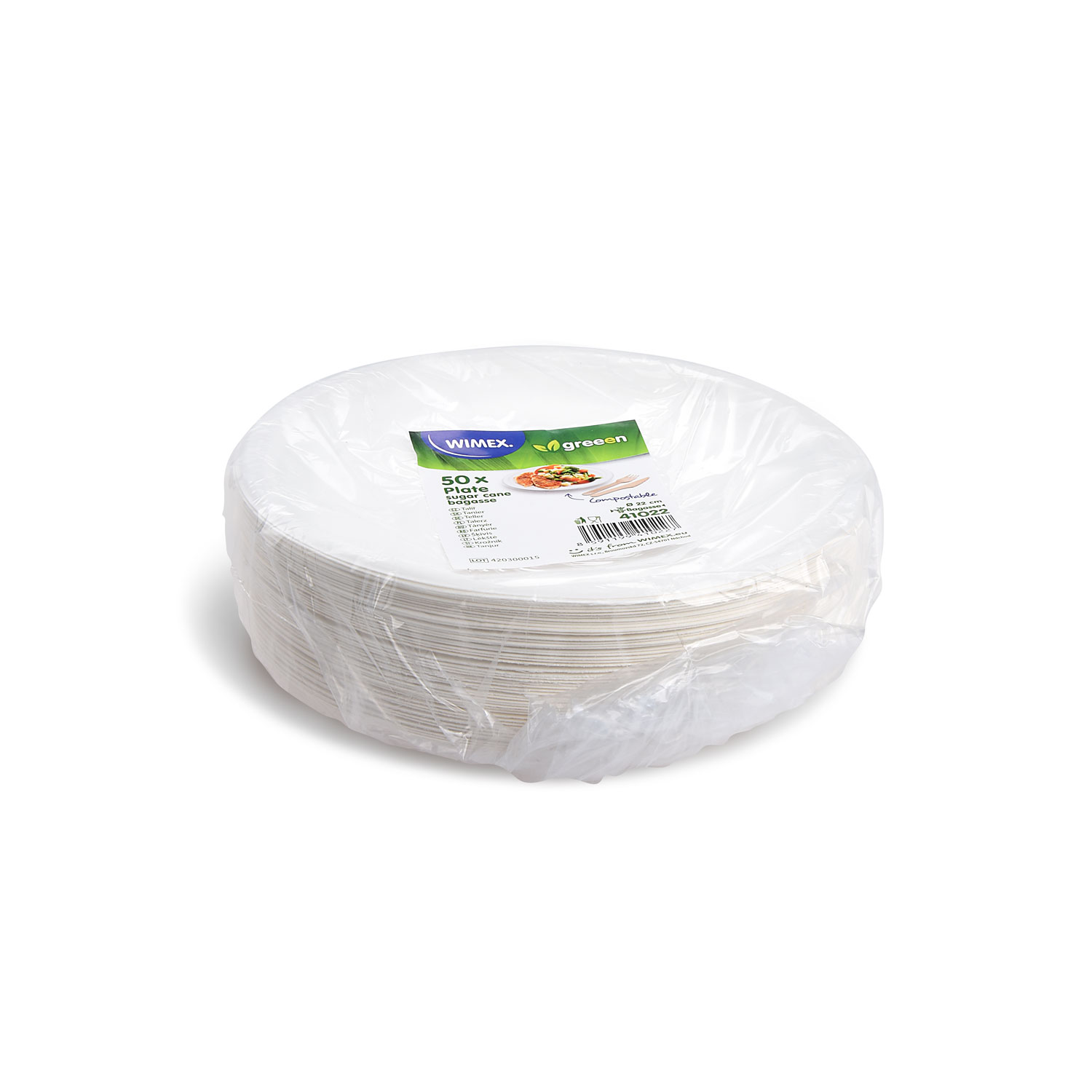 Teller Zuckerrohr-Bagasse 22cm - 50 Stück