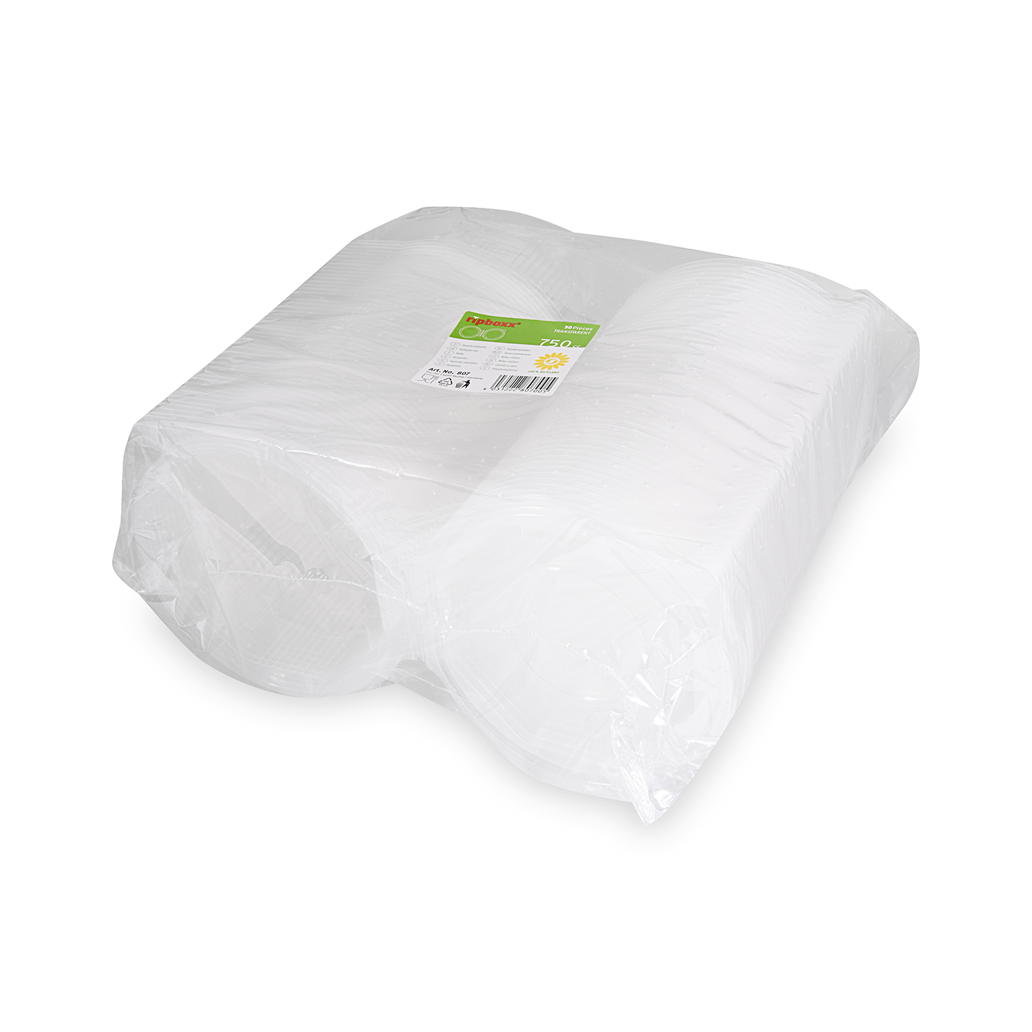 Achteckbecher (PP) mit Deckel klar 750ml - 50 Stück