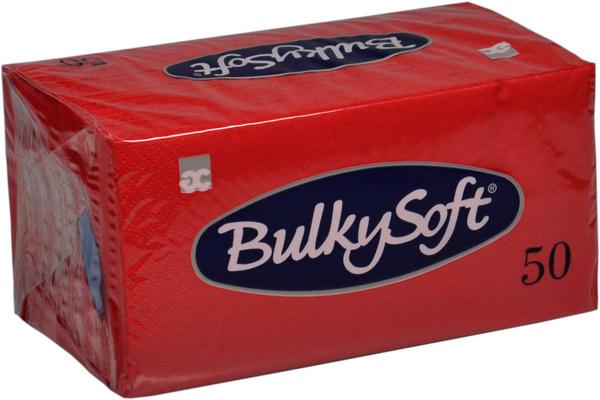 Servietten Bulkysoft 2-lagig, 1/8 Falz rot 33x33cm Kopffalz-2000 Stück