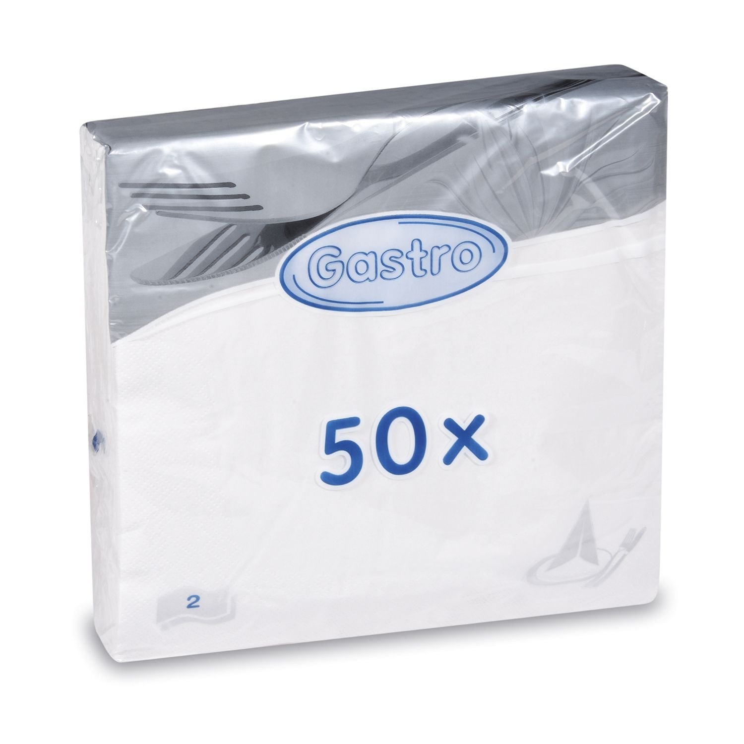 Serviette 2-lagig weiß 40x40cm - 50 Stück