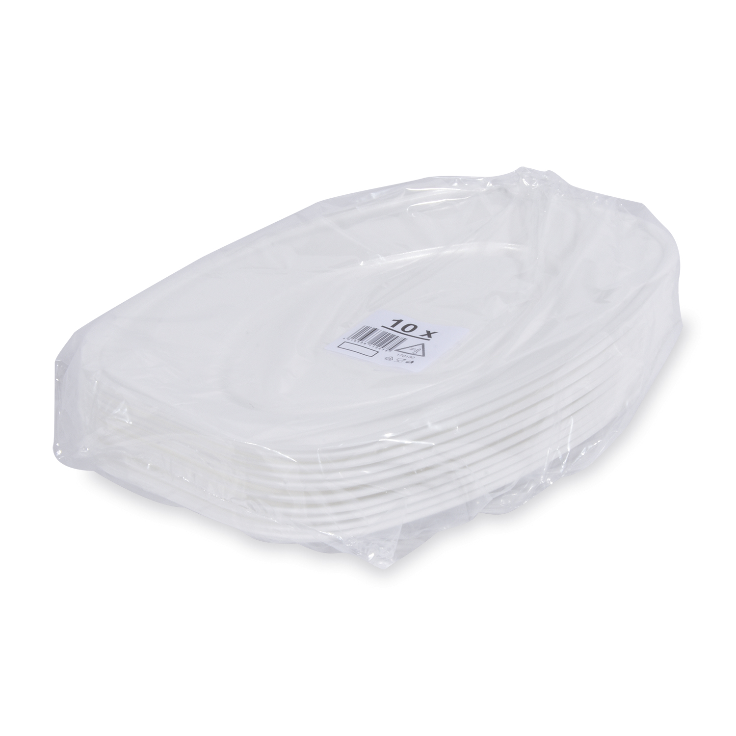 Party-Platte XPS oval weiss 55 x 36 cm für Buffet und Take-away, Packung mit 10 Stück