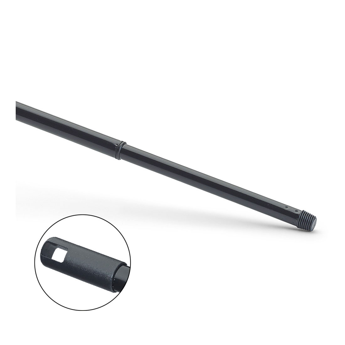 Teleskopstiel aus Metall, Epoxy beschichtet mit Gewinde, 75-130 cm, schwarz