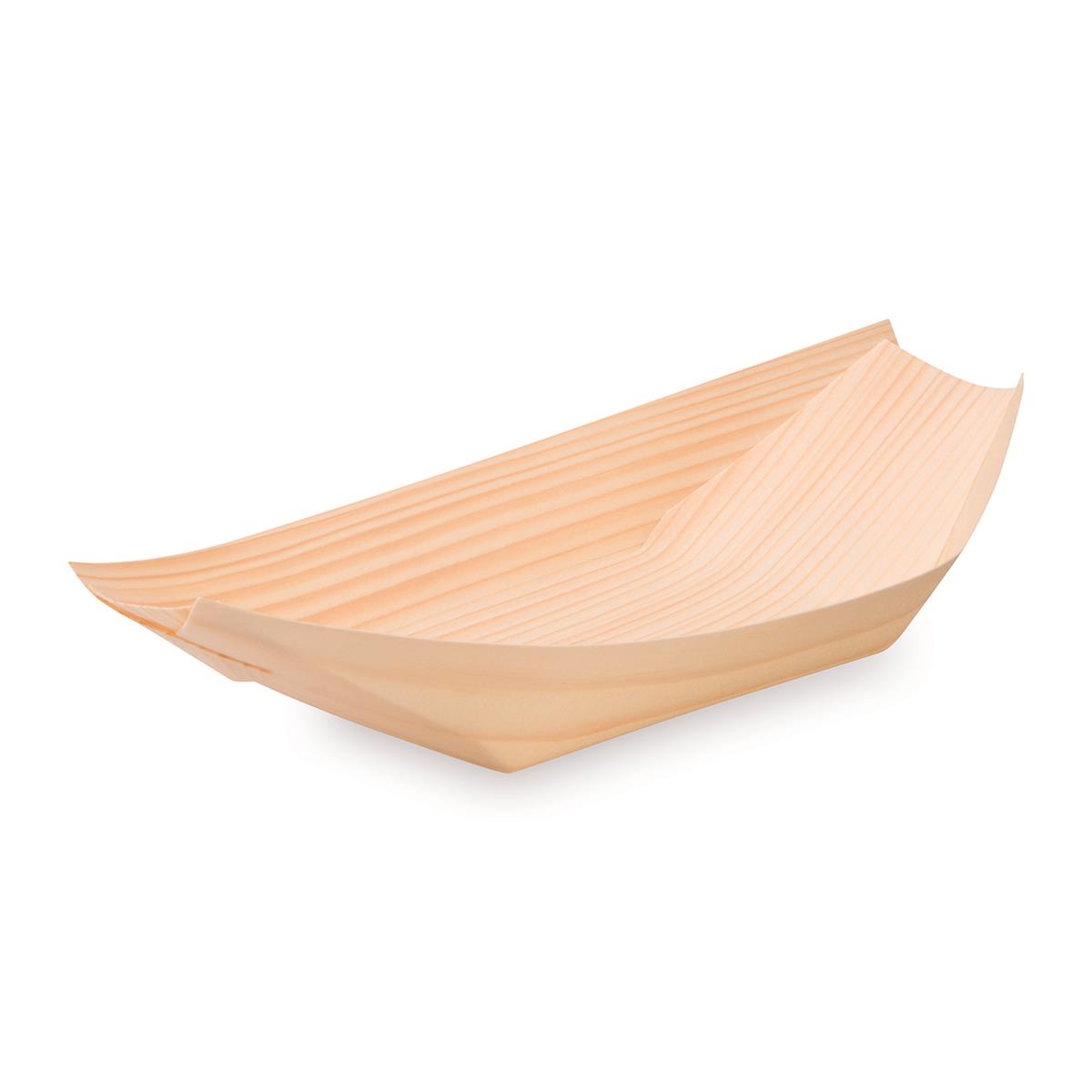 Fingerfood-Schale aus Holz Schiffchen 21,5 x 11 cm - 100 Stück