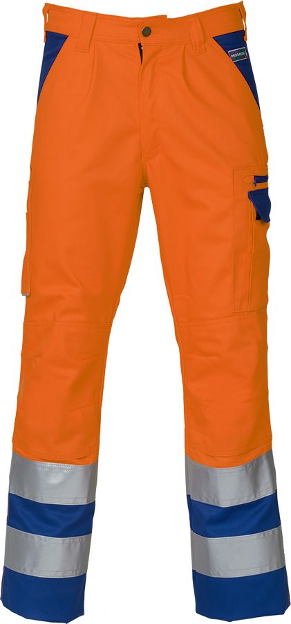 Warnschutz-Bundhose PROGRESSO REFLEX, leuchtorange/blau - Grösse 56