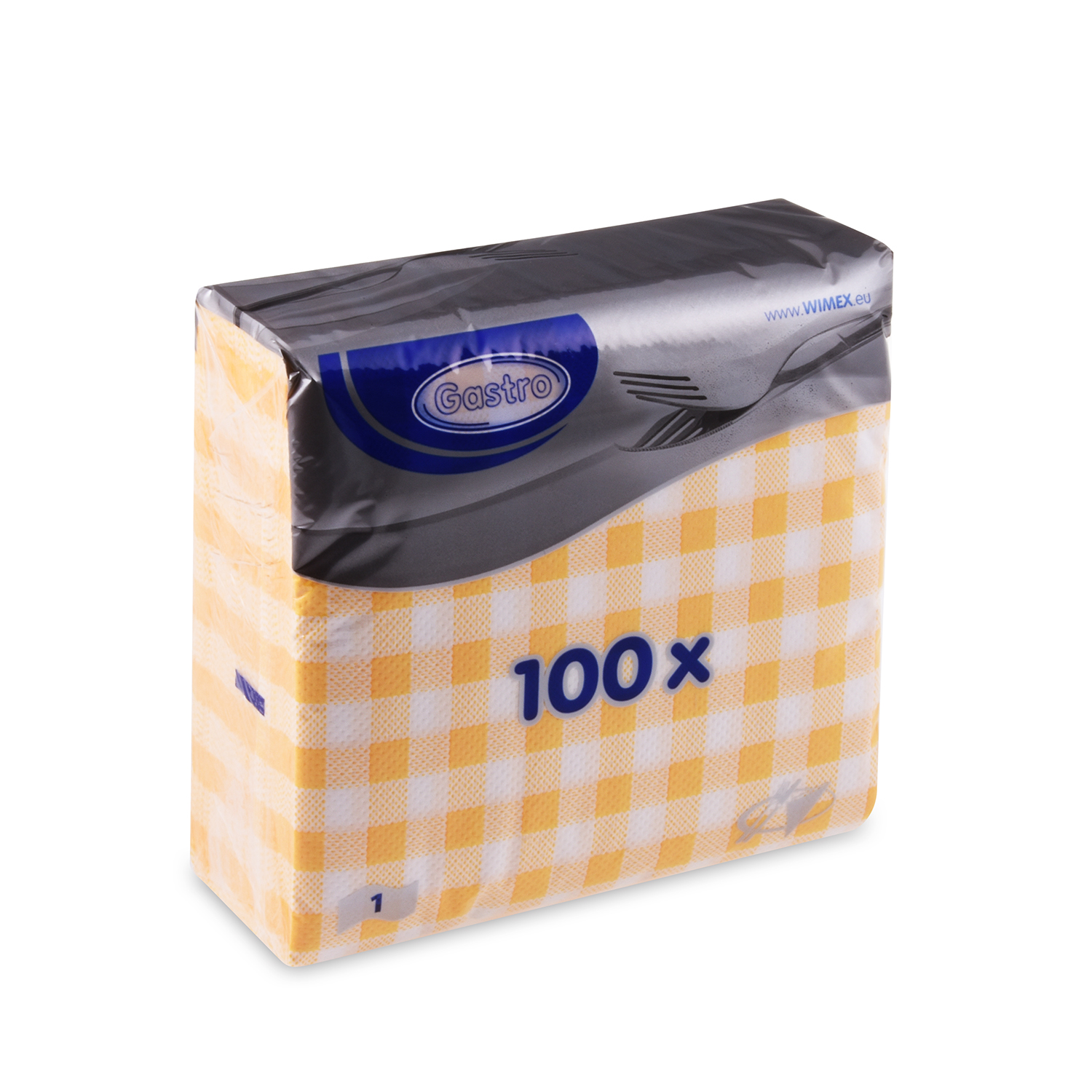 Serviette 1-lagig Karo gelb 33 x 33 cm - 100 Stück