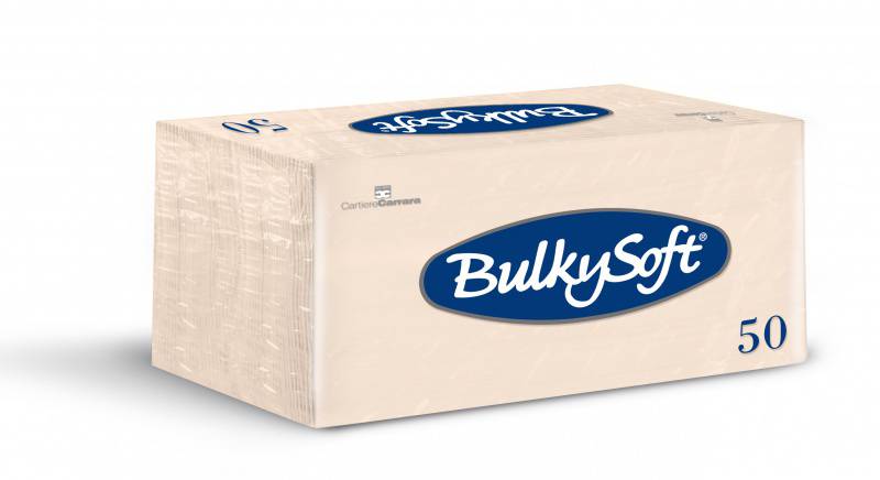 Servietten Bulkysoft, 2-lagig, 1/8 Falz, champagner, 33x33cm - Karton à 40 Pack / Pack à 50 Servietten