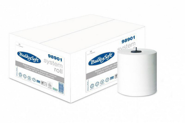 BulkySoft Autocut-Handtuchrollen 81814, weiss, 3-lagig – 6 Stück