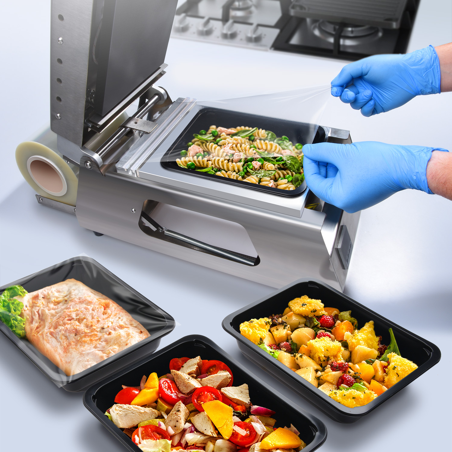 Menü-Schale (PP) ungeteilt schwarz 227 x 178 x 40 mm - 50 Stück