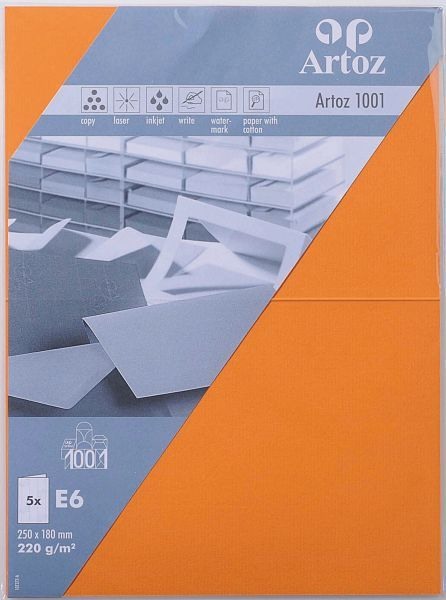Karten 1001 E6 220g, orange 5 Blatt ARTOZ 107372265