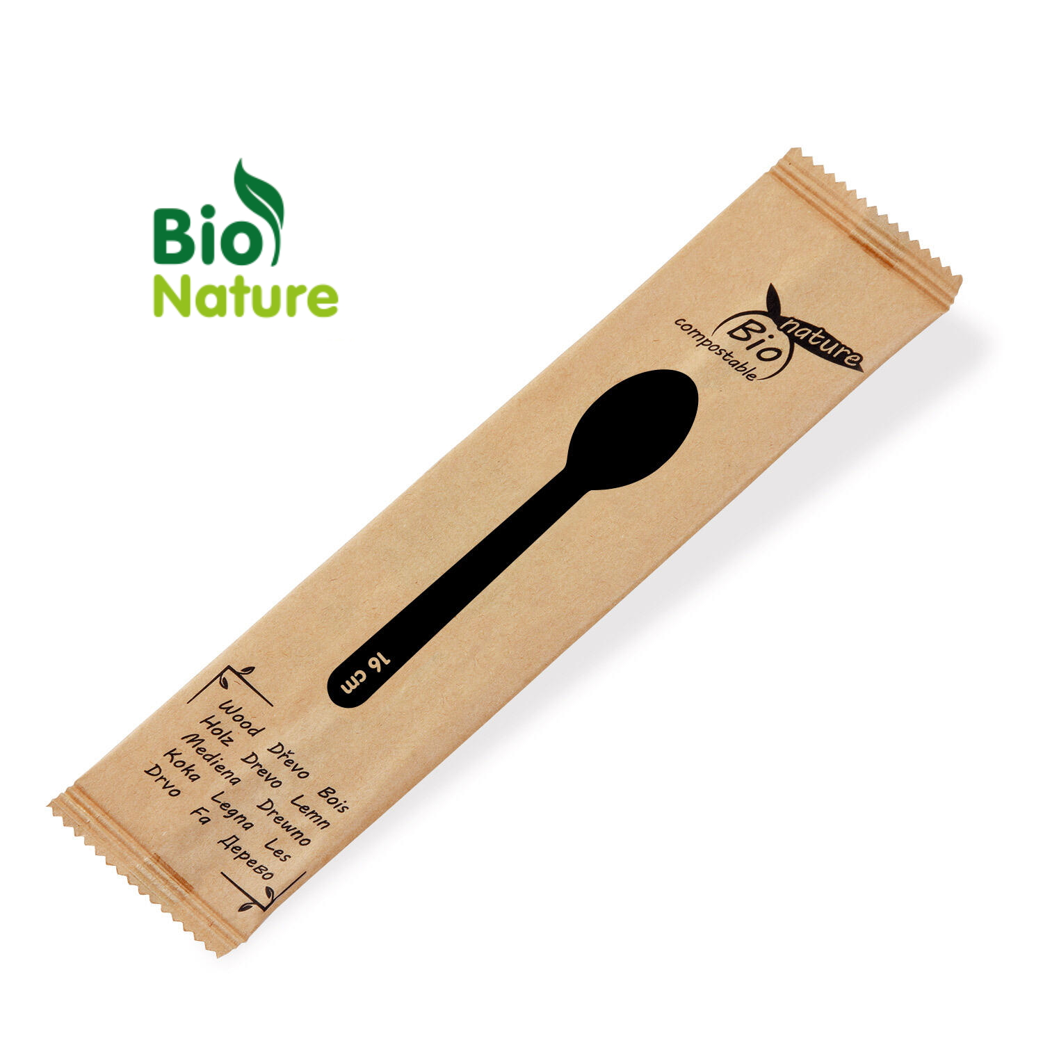 100 Stück Bio Holzlöffel einzeln verpackt 16 cm Pack
