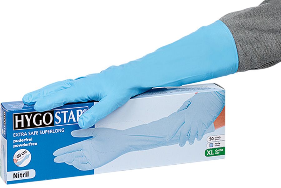 Einweghandschuhe extralang HYGOSTAR EXTRA SAFE SUPERLONG