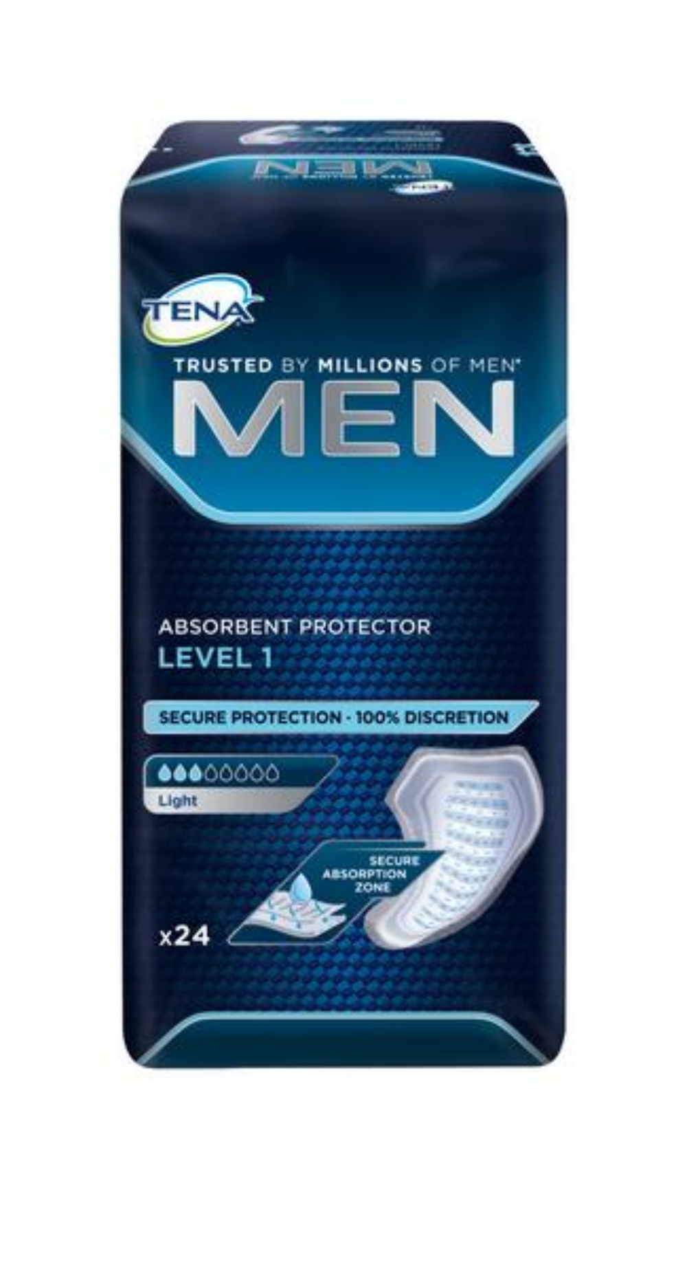 TENA Men Level 1 für tröpfchenweisen Harnverlust, Odour Control Geruchsbinder, 144 Stück